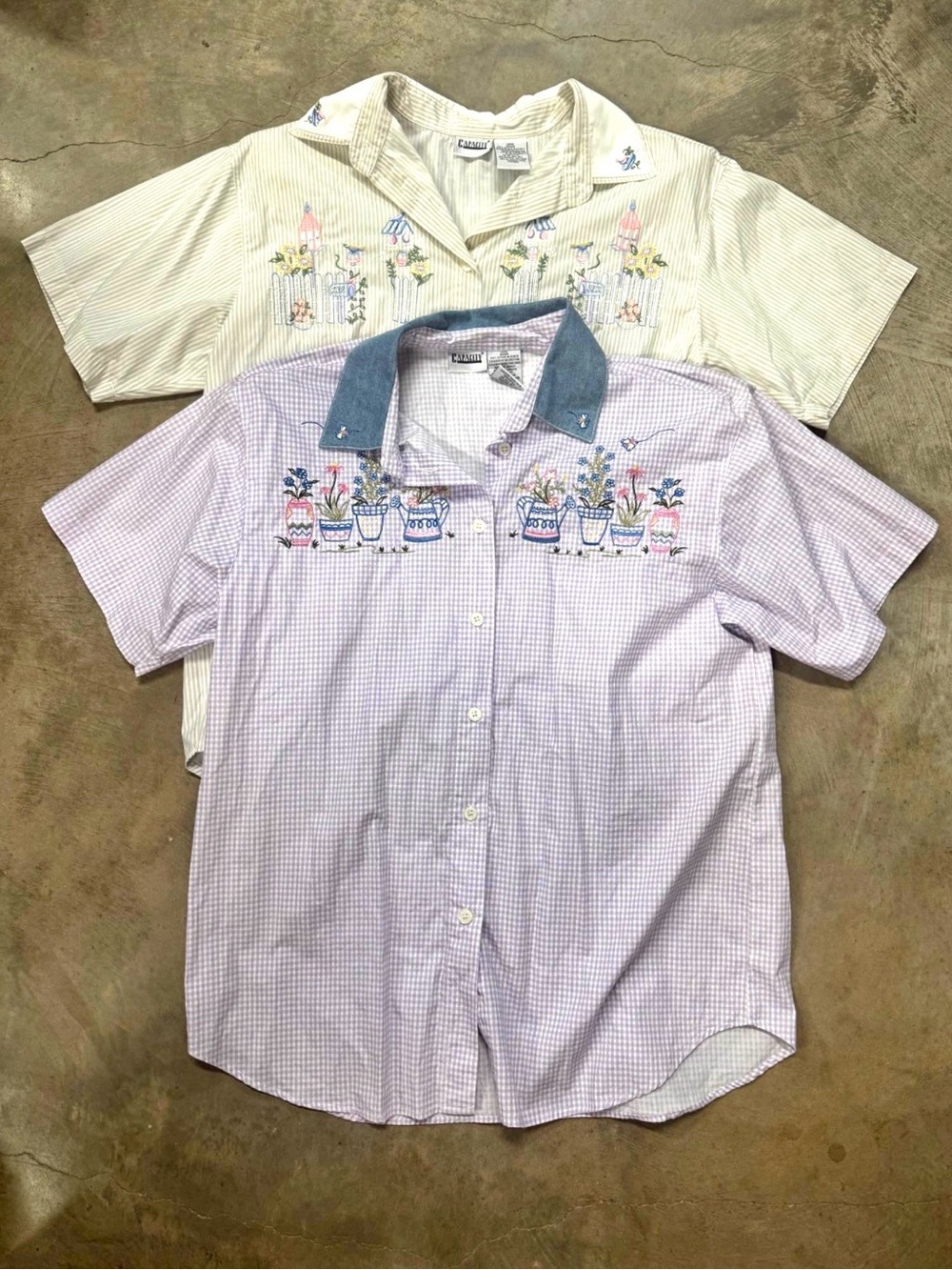 Vintage Capacity Embroidered Farmers Market Garden Button Down Shirts
